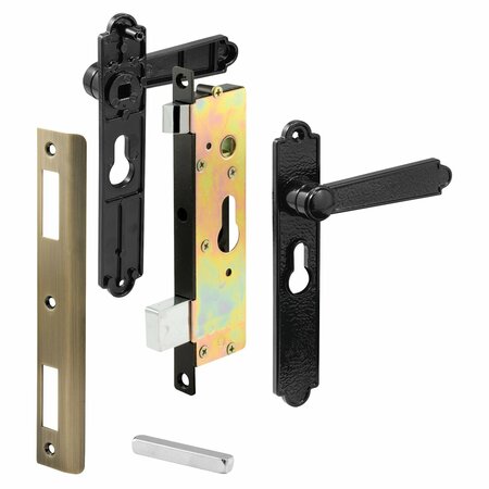 PRIME-LINE Security Door Non-Locking Mortise Handle Set, Steel and Diecast Construction, Black 1 Set K 5057